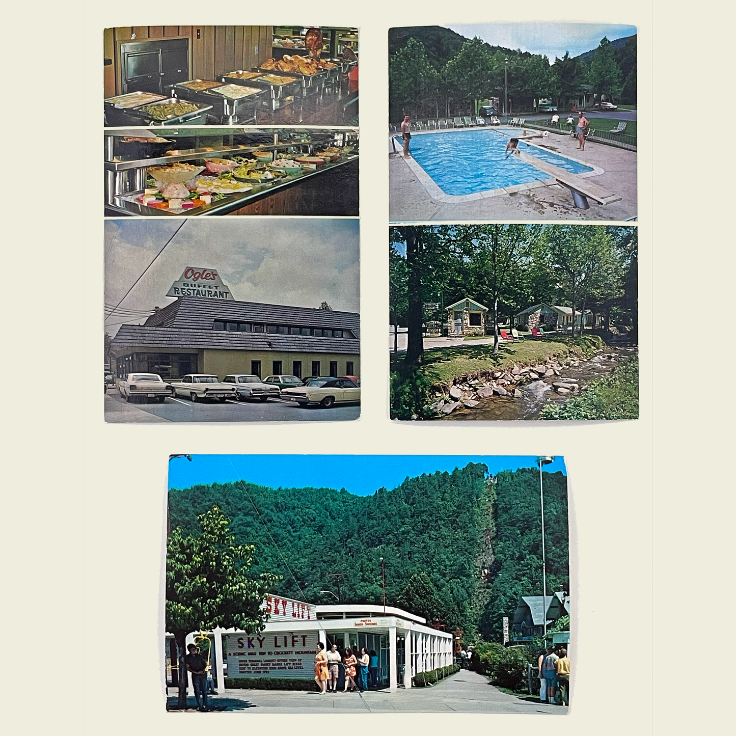 Gatlinburg TN Tennessee Sky Lift 1960's-70's Postcards Lot of Three